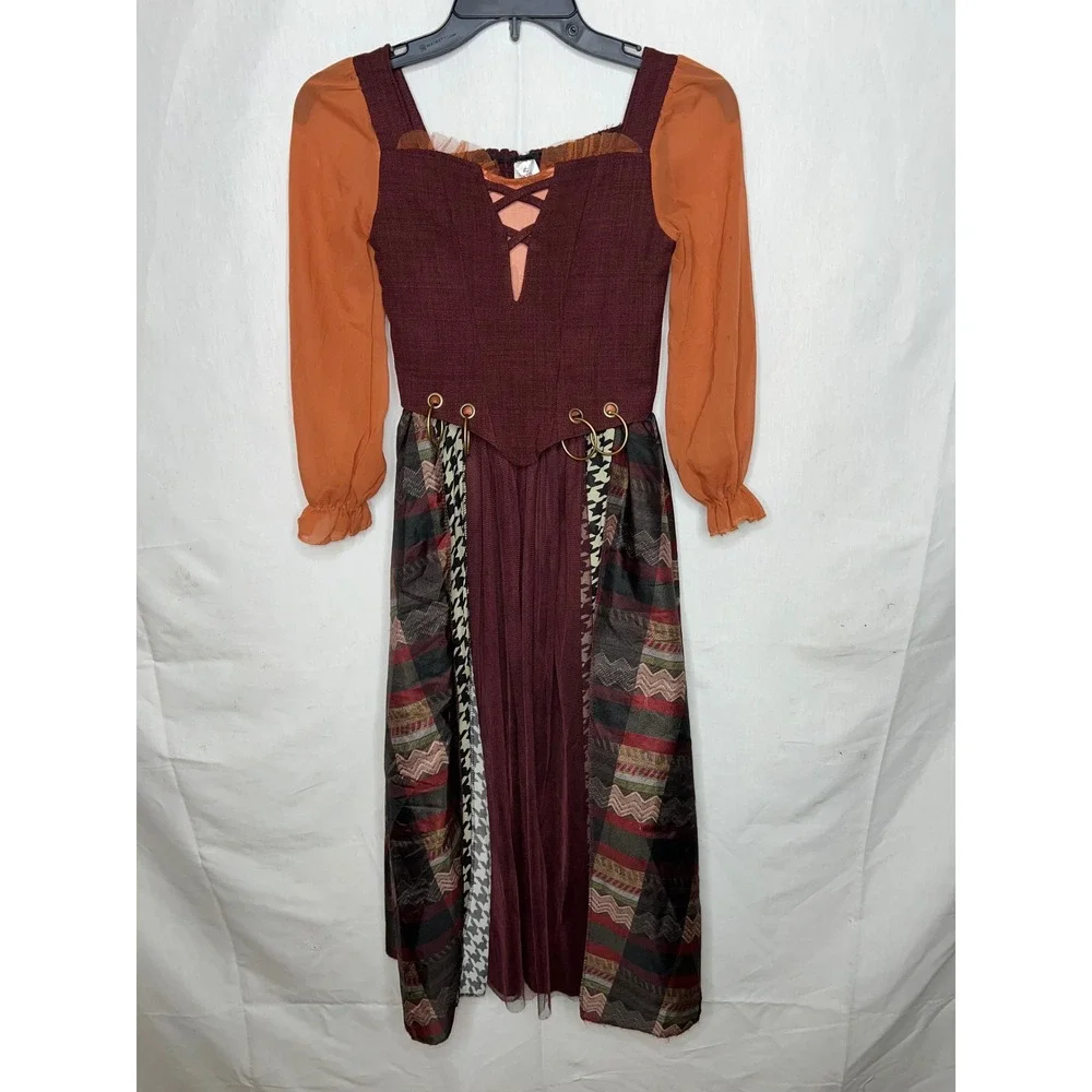 Disney Hocus Pocus Mary Sanderson Costume Dress Kids Medium Burgundy Orange - Picture 4 of 4